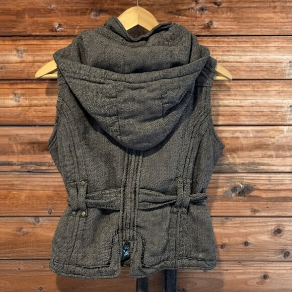Charlotte Russe Gray Herringbone Hooded Sweater Vest - Large - Picture 2 of 3